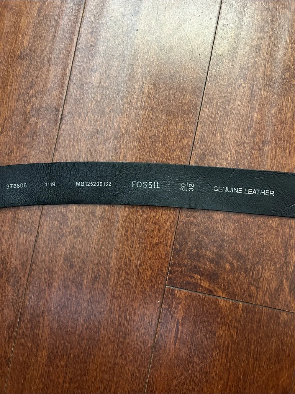 Fossil Men's Black Leather Belt with Silver Buckle, 80/32